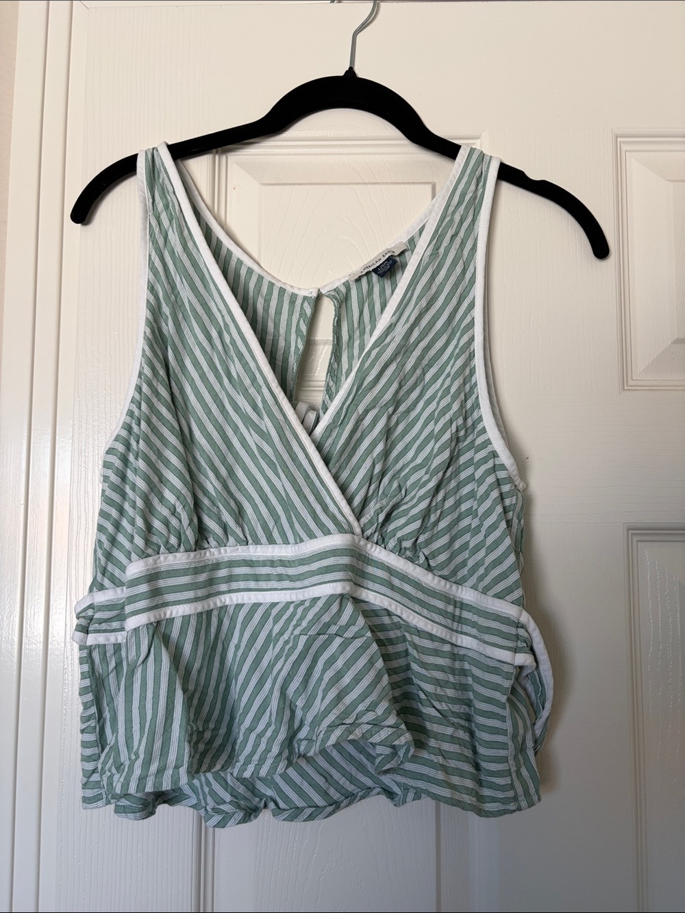 Striped Green Wrap-Front Women’s Tank Top